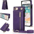thumbnail image 1 of Crossbody Phone Case for iPhone SE 2022/2020 Case with Card Holder for Women,iPhone 7/8 Case Wallet with Strap Lanyard for Men,PU Leather Magnetic Clasp with Kickstand 4.7", Purple, 1 of 18
