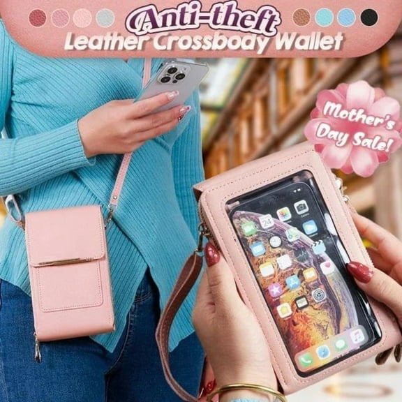 Crossbody Phone Purse,Cell Phone Bag,PU Leather Crossbody Cellphone Purse for Women,Touch Screen Cell Phone Pouch Holder Shoulder Bag RFID Blocking(Pink 7.5*4.7*1.6in)from ANMUYUM