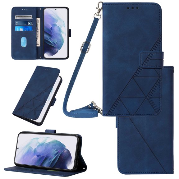Crossbody Phone case for Google Pixel 8 case with Shoulder Strap Card Holder Google Pixel 8 Magnetic flip Wallet Cover Premium PU Leather with Credit Card Slot and Kickstand,
Blue