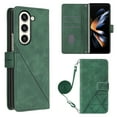 thumbnail image 1 of Crossbody Phone case for Samsung Galaxy Z Fold 5 case with Shoulder Strap Card Holder for Samsung Z Fold 5 Magnetic flip Wallet Cover Premium PU Leather with Credit Card Slot and Kickstand,
Green, 1 of 9