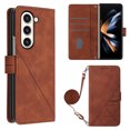 thumbnail image 1 of Crossbody Phone case for Samsung Galaxy Z Fold 5 case with Shoulder Strap Card Holder for Samsung Z Fold 5 Magnetic flip Wallet Cover Premium PU Leather with Credit Card Slot and Kickstand,
Brown, 1 of 9