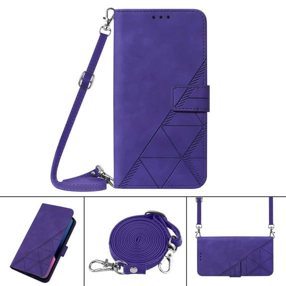 Crossbody Phone case for iPhone 14 case with Shoulder Strap Card Holder for iPhone 14 Magnetic flip Wallet Cover Premium PU Leather with Credit Card Slot and Kickstand,
Purple