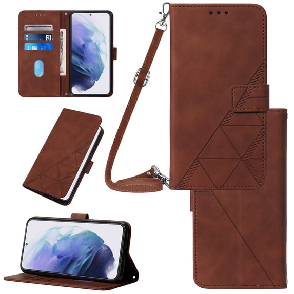 Crossbody Phone case for iPhone 15 Pro Max case with Shoulder Strap Card Holder for iPhone 15 Pro Max Magnetic flip Wallet Cover Premium PU Leather with Credit Card Slot and Kickstand,
Brown