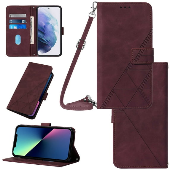 Crossbody Phone case for iPhone XS Max case with Shoulder Strap Card Holder for iPhone XS Max Magnetic flip Wallet Cover Premium PU Leather with Credit Card Slot and Kickstand,
Winered