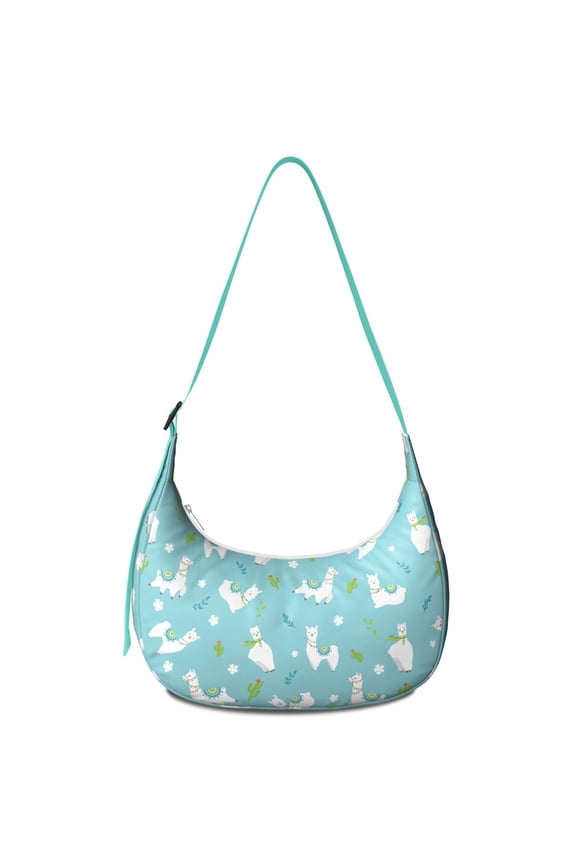 Crossbody Purse for Women – Water-Resistant Nylon, Adorable Llama Face Cartoon, Cute Alpaca Pattern, Comfortable Adjustable Shoulder Bag