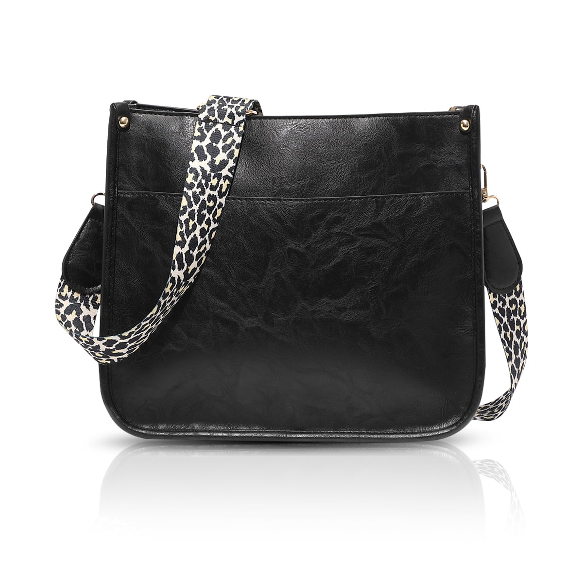 Crossbody Purses and Handbags for Women Tote Bag with Adjustable Strap Shoulder Black Leather