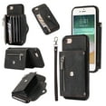 thumbnail image 1 of Crossbody RFID BLOCKING Wallet Case for iPhone 7 / 8 / SE 2022 2020 with Card Holder, Zipper Pocket Kickstand Function Shockproof Purse Phone Cover with Removable Shoulder Strap & Wrist Strap, Black, 1 of 8