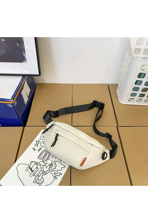 Crossbody Running Pack Adjustable Belt, 2 Zipper Pockets Workout Waist Bag, for Jogging Cycling Hiking Travel