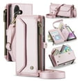 thumbnail image 1 of Crossbody for Samsung Galaxy A35 Case Wallet【RFID Blocking】with 10-Card Holder Zipper Bills Slot, Soft PU Leather Magnetic Shoulder Wrist Strap for Galaxy A35 Wallet Case Women, Pink, 1 of 10