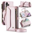 thumbnail image 1 of Crossbody for Samsung Galaxy A36 5G Case Wallet【RFID Blocking】with 10-Card Holder Zipper Bills Slot, Soft PU Leather Magnetic Shoulder Wrist Strap for Galaxy A36 5G Wallet Case Women, Pink, 1 of 10