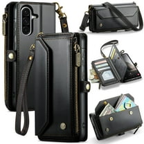 Crossbody for Samsung Galaxy A36 Case Wallet【RFID Blocking】with 10-Card Holder Zipper Bills Slot, Soft PU Leather Magnetic Shoulder Wrist Strap for Samsung Galaxy A36 5G Wallet Case Women