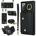 thumbnail image 1 of Crossbody for Samsung Galaxy Note 20 Phone Case for Women, Wallet Case with Credit Card Holder Shoulder Strap & Wrist Lanyard Shockproof Purse Back Flip 360 Ring Holder Kickstand Case,Black, 1 of 9