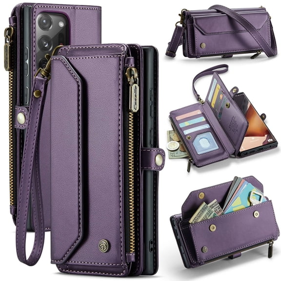 Crossbody for Samsung Galaxy Note 20 Ultra Case Wallet【RFID Blocking】with 10-Card Holder Zipper Bills Slot, Soft PU Leather Magnetic Shoulder Wrist Strap for Galaxy Note 20 Ultra Wallet Case Women