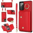 thumbnail image 1 of Crossbody for Samsung Galaxy Note 20 Ultra Phone Case for Women, Wallet Case with Credit Card Holder Shoulder Strap & Wrist Lanyard Shockproof Purse Back Flip 360 Ring Holder Kickstand Case,Red, 1 of 9