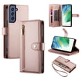 thumbnail image 1 of Crossbody for Samsung Galaxy S21 Plus Phone Case Wallet with Card Slots Zipper Pocket, PU Leather Magnetic Lanyard Wrist Strap Purse Cover with Flip Stand for Galaxy S21 Plus Women Girls, Pink, 1 of 9