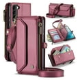 thumbnail image 1 of Crossbody for Samsung Galaxy S22 Case Wallet【RFID Blocking】with 10-Card Holder Zipper Bills Slot, Soft PU Leather Magnetic Shoulder Wrist Strap for Galaxy S22 Wallet Case Women, Winered, 1 of 9