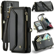 Crossbody for Samsung Galaxy S22 Ultra Case Wallet【RFID Blocking】with 10-Card Holder Zipper Bills Slot, Soft PU Leather Magnetic Shoulder Wrist Strap for Samsung Galaxy S22 Ultra Wallet Case Women