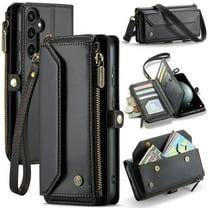 Crossbody for Samsung Galaxy S23 FE Case Wallet【RFID Blocking】with 10-Card Holder Zipper Bills Slot, Soft PU Leather Magnetic Shoulder Wrist Strap for Samsung Galaxy S23 FE Wallet Case Women