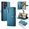 thumbnail image 1 of Crossbody for Samsung Galaxy S24 Ultra Phone Case Wallet with Card Slots Zipper Pocket, PU Leather Magnetic Lanyard Wrist Strap Purse Cover with Flip Stand for Galaxy S24 Ultra Women Girls, Blue, 1 of 9