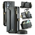 thumbnail image 1 of Crossbody for Samsung Galaxy Z Fold 6 Case Wallet【RFID Blocking】with Card Holder Zipper Bills Slot & S Pen Holder, Soft PU Leather Magnetic Shoulder Wrist Strap Wallet Case Women, Black, 1 of 10