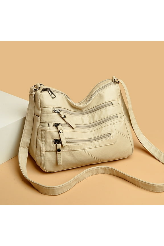 Crossbody Shoulder Bag Multi Zip Handbag Large Capacity Purse Organizer Lightweight Messenger Bag Everyday Carry Accessories for Travel Work Shopping Christmas Valentines Decorations