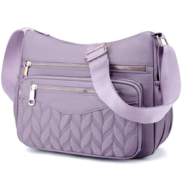 Tyethy Crossbody Bag for Women Multi Pocket Nylon Shoulder Bag Handbag Purse Trendy Messenger Bag for Ladies, Purple Tyethy Crossbody Bag for Women Multi Pocket Nylon Shoulder Bag Handbag Purse Trendy Messenger Bag for Ladies, Purple