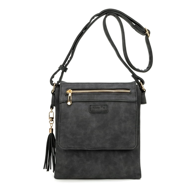 Crossbody Shoulder Bag for Women Double Compartment Messenger Bag Vintage Purse and Handbag