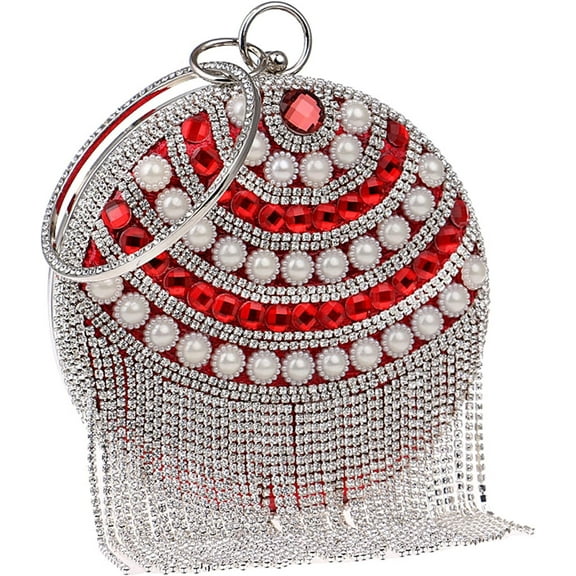 Crossbody Shoulder Bags for Womens Rhinestone Evening Clutch Bag Round Handbag for Dinner Party Wedding
