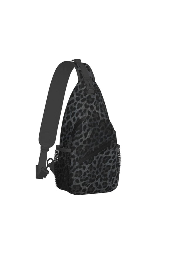 Crossbody Sling Backpack Black Cheetah Leopard Travel Sport Hiking Chest Bag Daypack