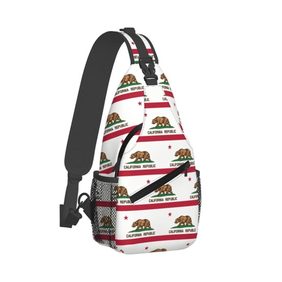 Crossbody Sling Backpack California Flag Travel Sport Hiking Chest Bag Daypack