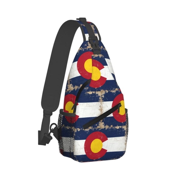 Crossbody Sling Backpack Colorado-Flag Print Travel Sport Hiking Chest Bag Daypack