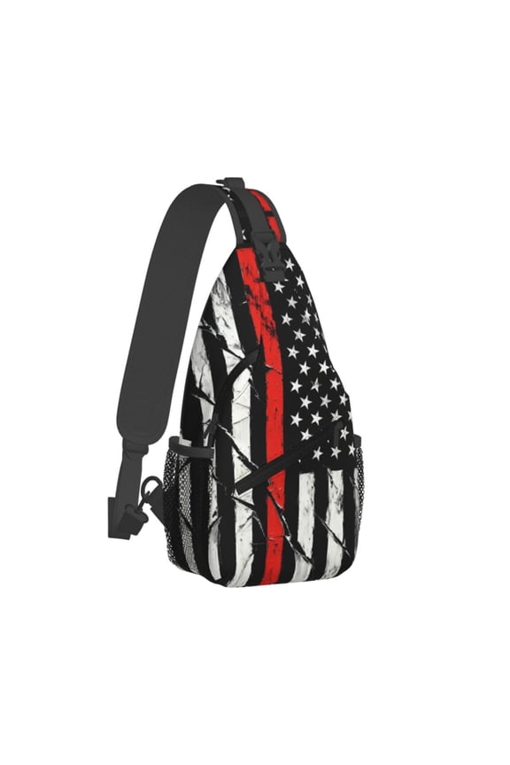 Crossbody Sling Backpack Firefighter Firefighting Flag Travel Sport Hiking Chest Bag Daypack