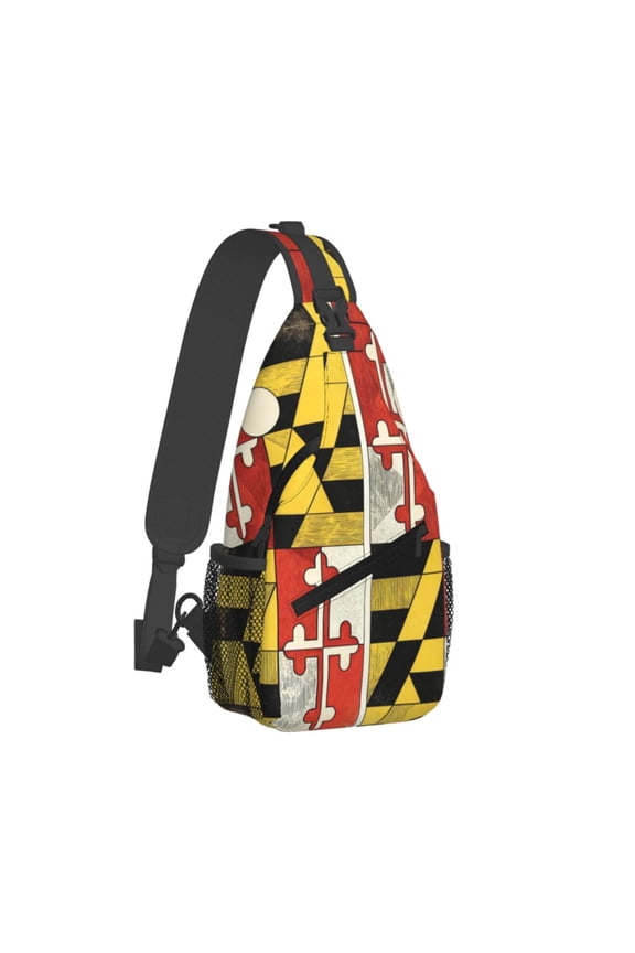 Crossbody Sling Backpack Maryland Flag Travel Sport Hiking Chest Bag Daypack