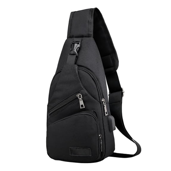 Crossbody Sling Backpack for Men Women, Travel Hiking Chest Bag Daypack with Multi Pockets, Lightweight Nylon Shoulder Bag for Outdoor Daily Use, Casual Daypack for Everyday Carry (Black)