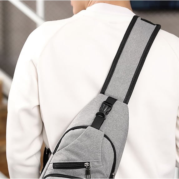 Crossbody Sling Backpack for Men Women, Travel Hiking Chest Bag Daypack with Multi Pockets, Lightweight Nylon Shoulder Bag for Outdoor Daily Use, Casual Daypack for Everyday Carry (Grey)