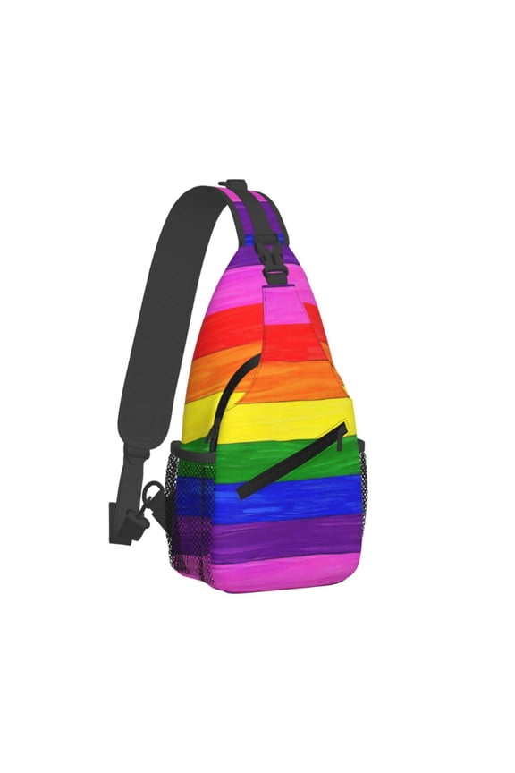 Crossbody Sling Backpack Pride Rainbow Pattern Travel Sport Hiking Chest Bag Daypack