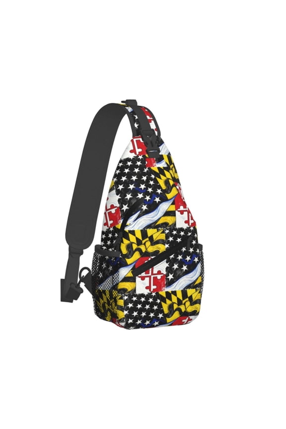 Crossbody Sling Backpack Thin Blue Line Maryland Flag Travel Sport Hiking Chest Bag Daypack