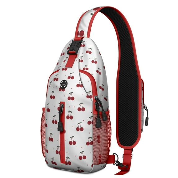 Crossbody Sling Backpack for Women Men Cute Cherry Pattern Shoulder Sling Crossbody Casual Chest Bag for Travel Sports Running Hiking