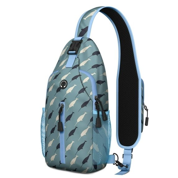 Crossbody Sling Backpack for Women Men Cute Narwhals Silhouette Shoulder Sling Crossbody Casual Chest Bag for Travel Sports Running Hiking