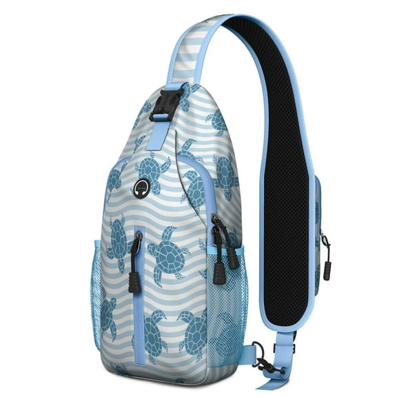 Crossbody Sling Backpack for Women Men Cute Ocean Life Turtle Shoulder Sling Crossbody Casual Chest Bag for Travel Sports Running Hiking