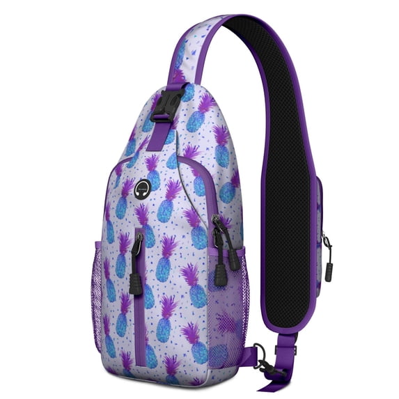 Crossbody Sling Backpack for Women Men Disco Low Poly Pineapple Pattern Shoulder Sling Crossbody Casual Chest Bag for Travel Sports Running Hiking