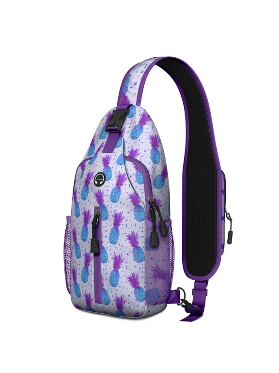Crossbody Sling Backpack for Women Men Disco Low Poly Pineapple Pattern Shoulder Sling Crossbody Casual Chest Bag for Travel Sports Running Hiking