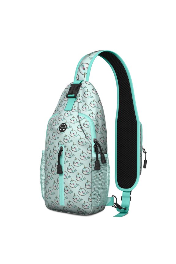 Crossbody Sling Backpack for Women Men Funny Cute Narwhal Spanish Shoulder Sling Crossbody Casual Chest Bag for Travel Sports Running Hiking