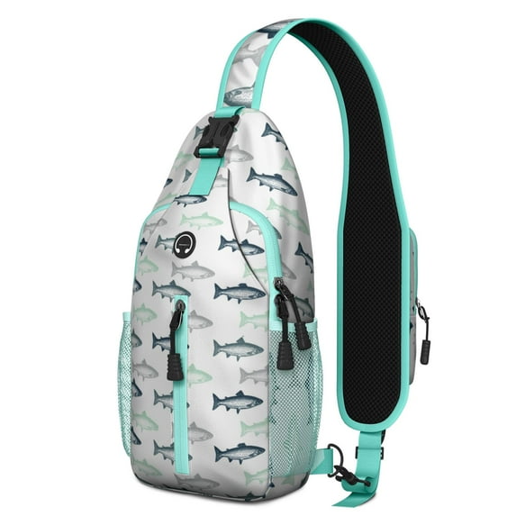 Crossbody Sling Backpack for Women Men Lake Fish Shoulder Sling Crossbody Casual Chest Bag for Travel Sports Running Hiking
