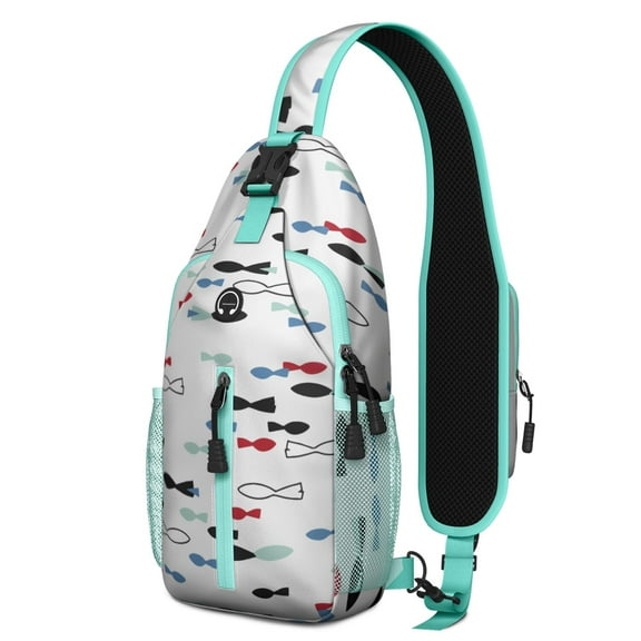 Crossbody Sling Backpack for Women Men Nautical Fish Repeat Shoulder Sling Crossbody Casual Chest Bag for Travel Sports Running Hiking
