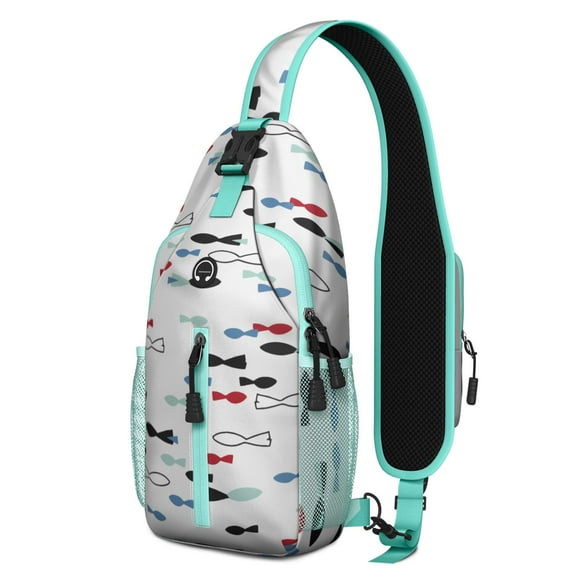 Crossbody Sling Backpack for Women Men Nautical Fish Repeat Shoulder Sling Crossbody Casual Chest Bag for Travel Sports Running Hiking