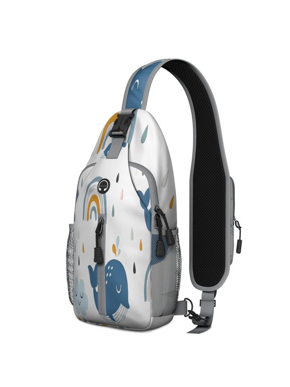 Crossbody Sling Backpack for Women Men Ocean Cute Shark Shoulder Sling Crossbody Casual Chest Bag for Travel Sports Running Hiking