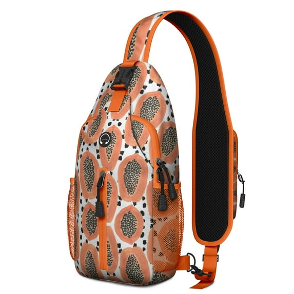 Crossbody Sling Backpack for Women Men Orange Papaya Shoulder Sling Crossbody Casual Chest Bag for Travel Sports Running Hiking