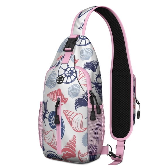 Crossbody Sling Backpack for Women Men Sea Shells Shoulder Sling Crossbody Casual Chest Bag for Travel Sports Running Hiking