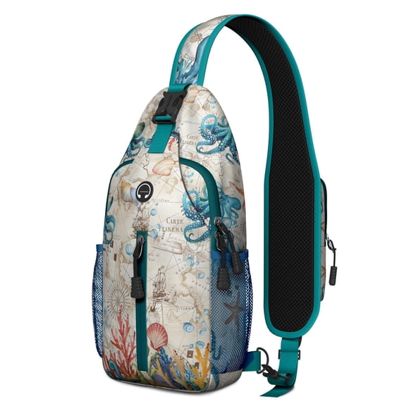 Crossbody Sling Backpack for Women Men Tropical Ocean Jellyfish Shoulder Sling Crossbody Casual Chest Bag for Travel Sports Running Hiking